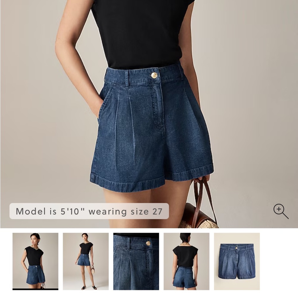 J. Crew Pleated Picnic Short in Drapey Denim